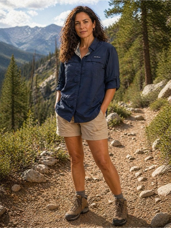 Eddie Bauer Tops - Eddie Bauer Navy Button-Down Performance Outdoor Shirt